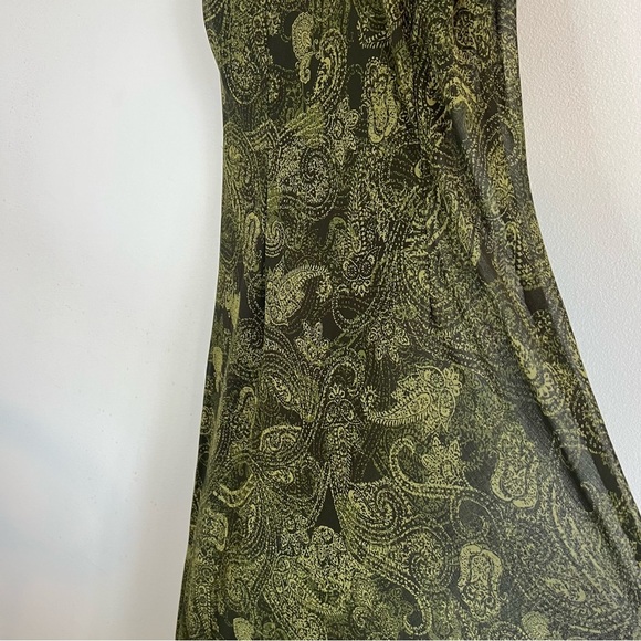 Studio I Sleeveless Maxi Dress Paisley Olive Green Sz 8 Flowy Romantic Y2K 90s - Picture 12 of 15